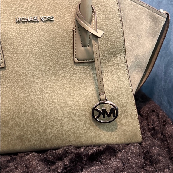 Michael Kors Olive Green Leather Satchel with Logo Charm - Picture 2 of 14